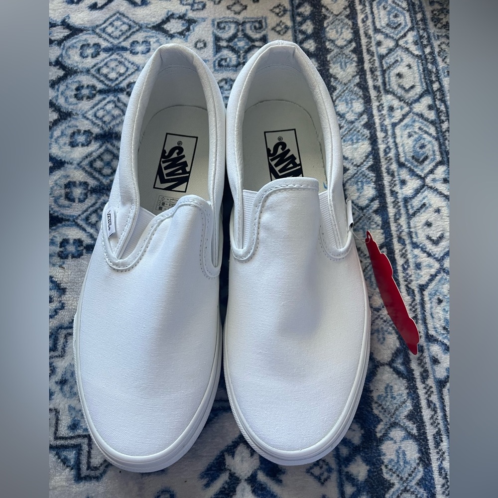 Vans Classic White Canvas Slip-Ons NWT
